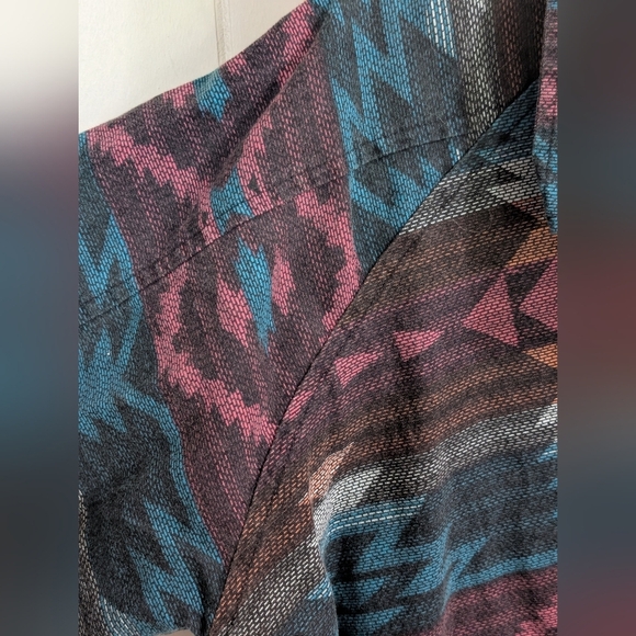 BKE Buckle NWT Aztec Boyfriend Style Button Down Cotton Shirt Long Line - Picture 10 of 13